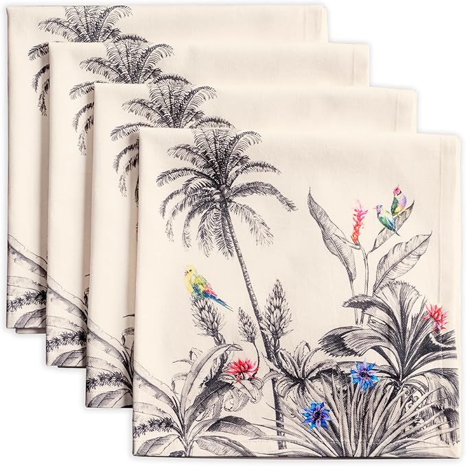Maison d' Hermine Cloth Napkins Set of 4 100% Cotton for Thanksgiving Christmas Decorations Everyday Reusable Square Fall Napkins Cloth Washable Dinner Party (Amazonia, 20"x20")