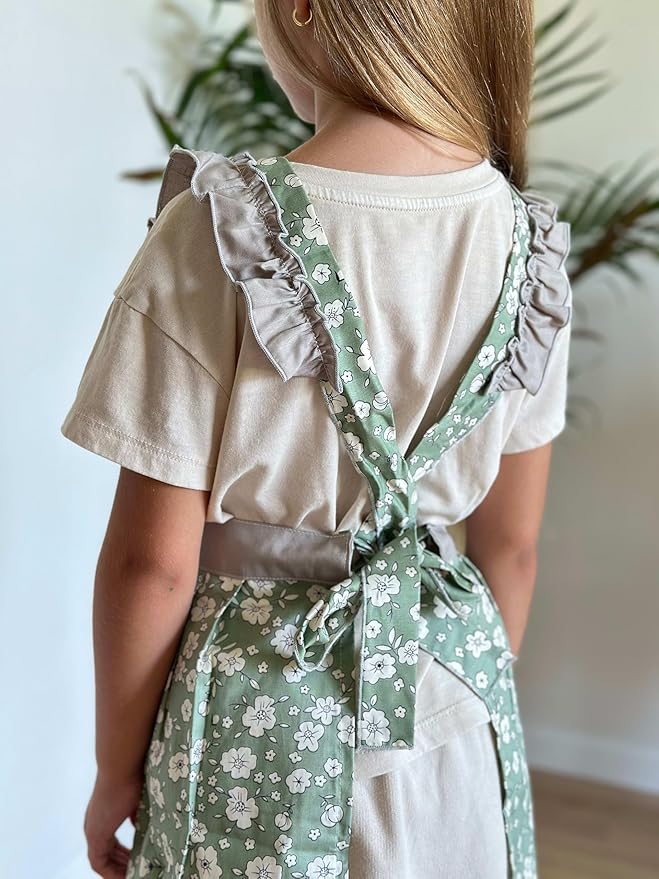 CRB Fashion Kids Cooking Baking Apron | Toddler, Little Girls, Cute Kitchen Chef Aprons