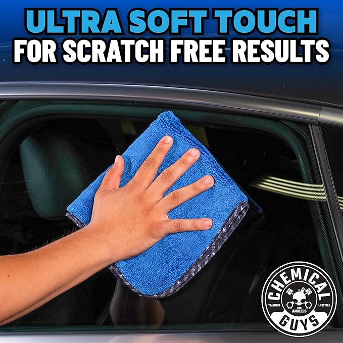 Chemical Guys Professional Grade Premium Microfiber Towels for Cars, Blue, 16" x 16", Ultra-Soft and Scratch-Free Car Detailing Cloths for Trucks, Motorcycles, and More - 24 Pack