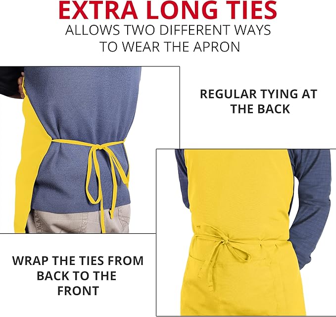 Utopia Kitchen 2 Pack Bib Apron, Adjustable with 2 Pockets, Water and Oil Resistant, Cooking Kitchen Chef Apron for Women Men