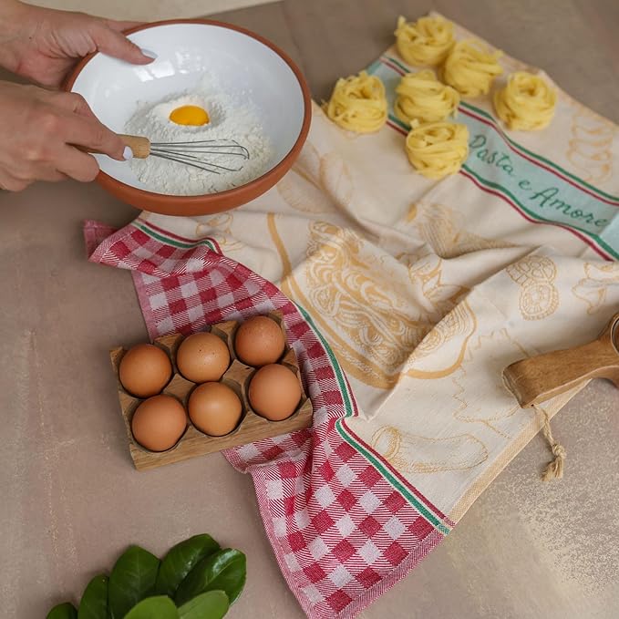 sea me at home 100% Cotton French Jacquard Kitchen Tea Towel Set of 4 - Italian & French Gourmet Kitchen Towels (Gourmet Moments)
