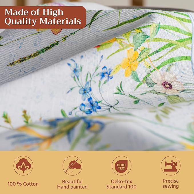 Maison d' Hermine Cloth Napkins Set of 4 100% Cotton Everyday Reusable Square Napkins Cloth Washable Dinner Party Wedding Restaurant Gifts for Mothers Day Spring/Summer (Fleurs De Mai, 20" x 20")