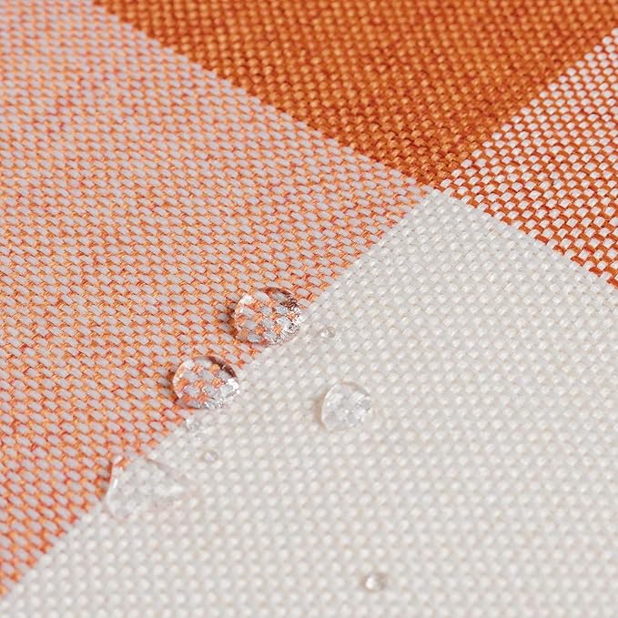 Orange Placemats Set of 4, Linen Buffalo Plaid Double Layer Spring Placemats Check Kitchen Table Mats,Waterproof Heat Resistant Durable Cloth Washable Placemat 13 x 19 Inches