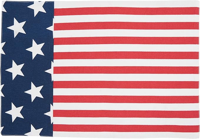 C&F Home American Flag Stars & Stripes 100% Cotton Single Placemat 13" x 19" Versatile Summer 4th of July USA Patriotic Independence Day Americana Machine Wash Decor Decoration 13" x 19" Blue, Red