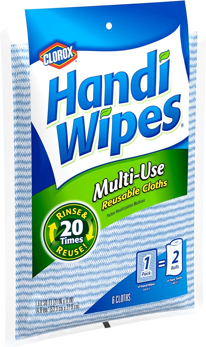 Clorox Handi Wipes Multi Use Reusable Cloths, 6 Count (Pack of 2)