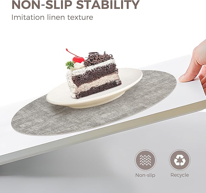 13" Round Placemats Set of 4, NCUE Dual-Sided Faux Leather Heat Resistant Table Mats, Waterproof Oilproof Washable Protective Table Placemats with Coaster, Wipeable Vinyl for Indoor & Outdoor Use