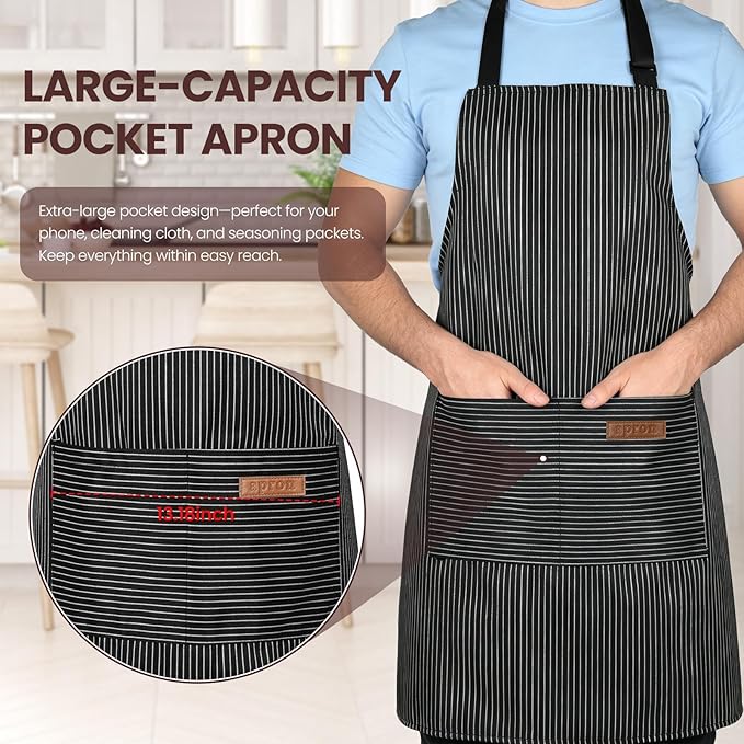 Serrenf 2 Pack Apron, Cooking Kitchen Aprons, Adjustable Bib Apron with 2 Pockets for Men Women Chef Apron