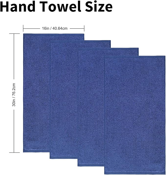 Everplush 4-Piece Premium Hand Towel Sets: Super-Soft, Highly Absorbent & Quick Drying Bathroom Towels – Versatile for Hotel, Bathroom, Shower, Spa, 16x30 Inches(Navy, 16" x 30")
