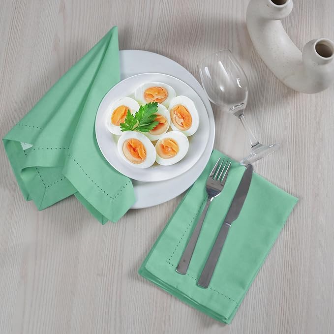 Cotton Cloth Napkins Set of 12, 18x18 Cotton Napkin Cloth Washable, Soft, Reusable Napkins for Wedding, Parties, Christmas, Thanksgiving, Everyday Use (Aqua) - ALPHA Living HOME