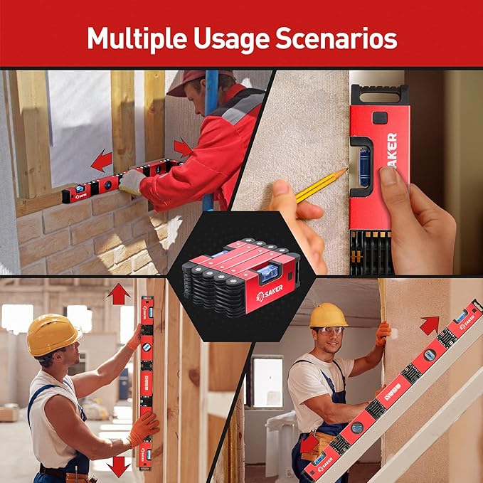 Saker Multi-function Foldable Level, 28-Inch Level Tool,Father Day Gift for Him Her,Multi-Angle Measurement Woodworking Tool,Precise Leveling In Any Position,Folding Level Tool To Save Your Time