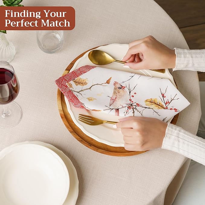 Maison d' Hermine Cloth Napkins Set of 4 100% Cotton Everyday Reusable Square Napkins Cloth Washable Dinner Party Wedding Restaurant Gifts for Mothers Day Spring/Summer (Pinson, 18" x 18")
