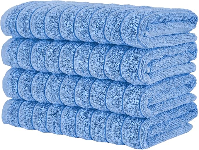 Classic Turkish Towels CTT Premium 4 Pack Bath Towels Set, Made with 100% Turkish Cotton, Spa & Hotel, Quick Drying Towels, Absorbent & Comfy | 27"x54" (Blue)