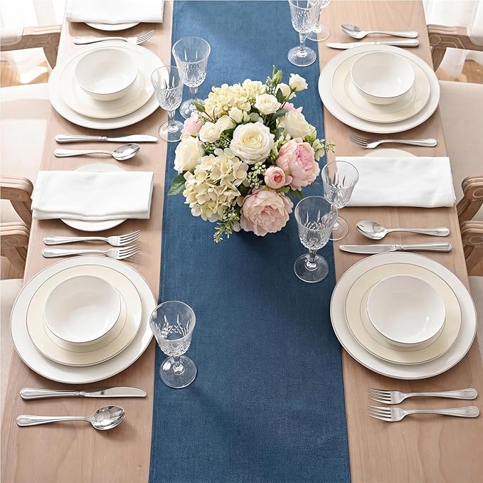 Artoid Mode Navy Blue Table Runner, Seasonal Summer Fall Washable Kitchen Dining Table Decoration for Home Party Decor 13x36 Inch