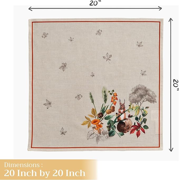 Maison d' Hermine Cloth Napkins Set of 4 100% Cotton for Thanksgiving Christmas Decorations Everyday Reusable Square Fall Napkins Cloth Washable Dinner Party (Recolte, 20"x20")