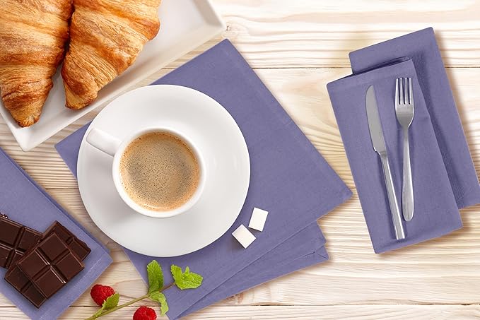 NATURALCRAFT Cloth Napkins Set of 12 Cotton Linen 18x18 Inch - Soft Durable Easter Washable - Ideal for Hotel Farmhouse Party Wedding Spring Summer Easter - Perfect Everyday Use (Purple, Pack of 12)