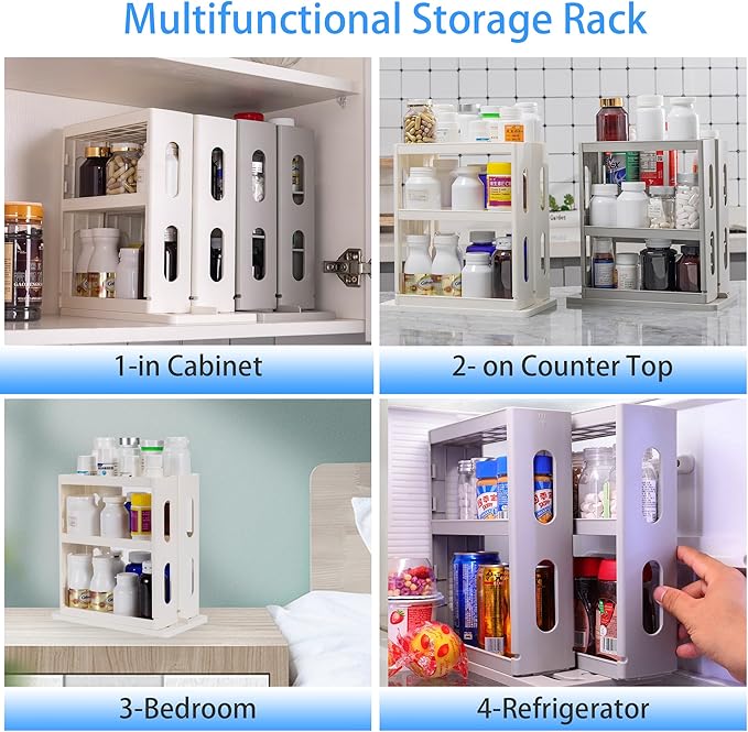 Dutiplus Medicine Organizer 3-Tier Shelves Cabinet Storage Rack Organizer for Holding Vitamins, Supplements, Cosmetics 10.82" H x 5.82" W x 10.43" D (Creamy White)