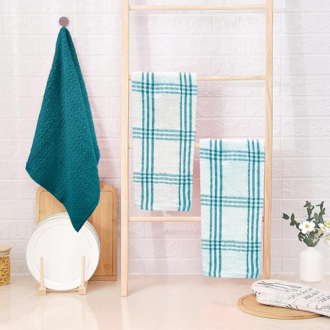 DAN RIVER Premium Kitchen Towels - [Pack of 12] 100% Cotton (16x 26 Inches) -Super Soft,Highly Absorbent, Quick Dry, Dish Towels for Kitchen Towels -Teal