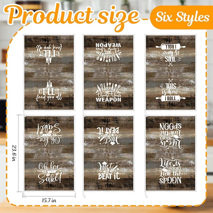 Bencailor 6 Pcs Chocolate Kitchen Towels Decorative Sets Dish Towels Absorbent Fast Drying Hand Tea Vintage Hanging Reusable Cleaning Dishcloths for Cooking Farmhouse Bathroom Accessory