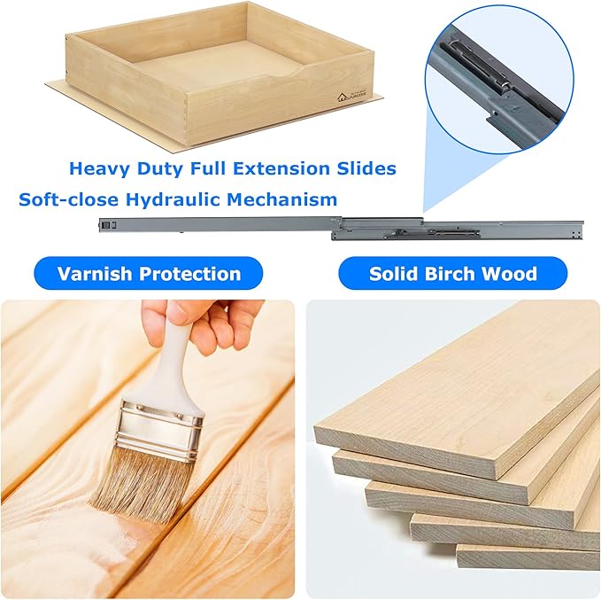WelFurGeer Soft Close Pull Out Drawers for Kitchen Cabinets, 26" W x 21" D Pull Out Cabinet Organizer, Cabinet Drawers Slide Out, Slide Out Drawers for Kitchen Cabinets, Cabinet Pull Out Shelves