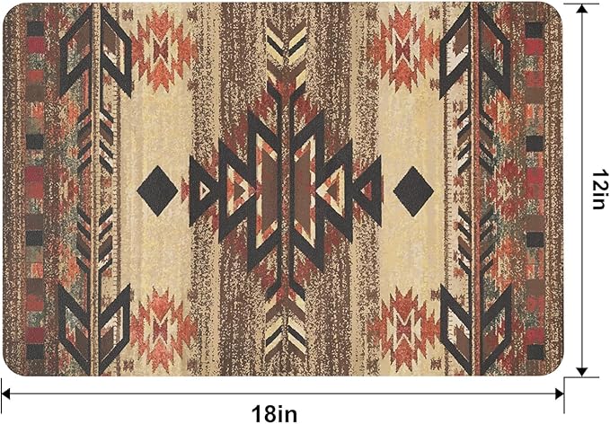 QIYI Placemats Set of 4, 12x18 Inch Faux Leather Place Mats for Kitchen Dinning, Heat Resistant Anti Slip Brown Table Mats, Waterproof Wipeable Washable Placemat Party Table Décor, Geometric Motifs