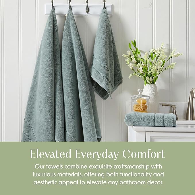 Springtree Home Luxury Turkish Cotton Bath Towels Set | 100% Turkish Cotton | Premium Bath Towels | Ultra Soft Thick Plush & Highly Absorbent | Luxury Hotel & Spa Bathroom Towels | Chinois Green