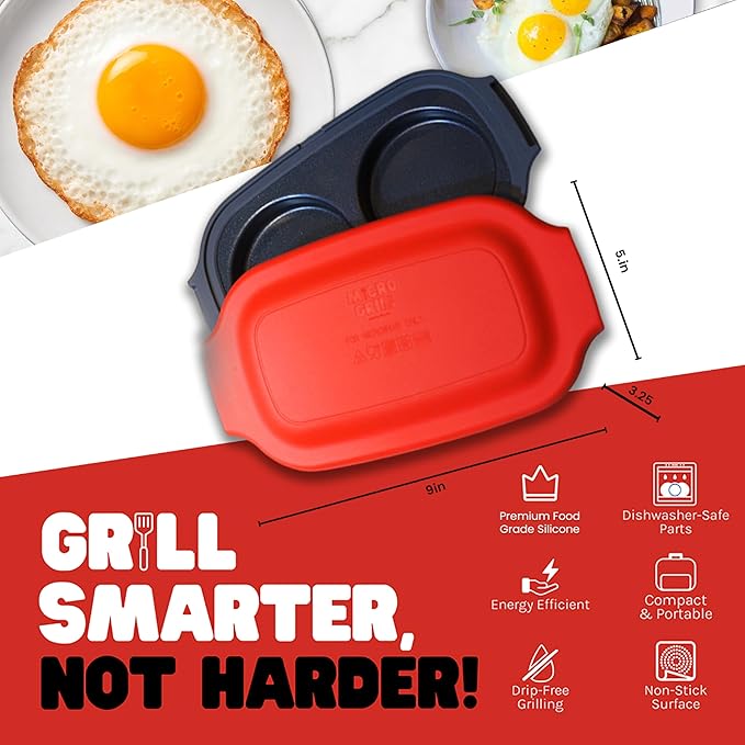 Egg Mate™ Microwave Egg Cooker – 2-Egg Sunny Side Up Maker with Steam Vent Lid – Fast Breakfast Sandwich Egg Mold – BPA-Free, Dishwasher Safe