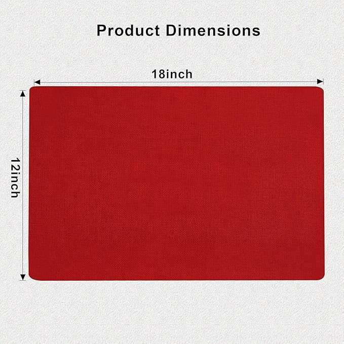 SLKQG Christmas Red Linen Fabric Placemats Set of 6, Heat Resistant & Machine Washable Double-Layered Cloth Placemats for Holiday Parties, Non-Slip Kitchen Table Mats (6, Bright Red)