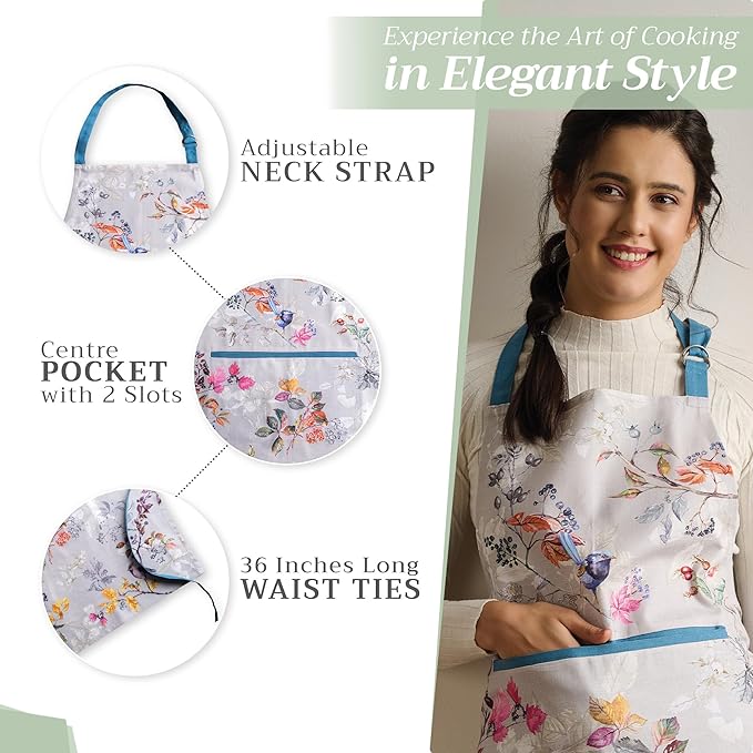 Maison d' Hermine 100% Cotton Apron for women with Pocket Kitchen Chef Apron for Men Cooking Mothers Day Gifts