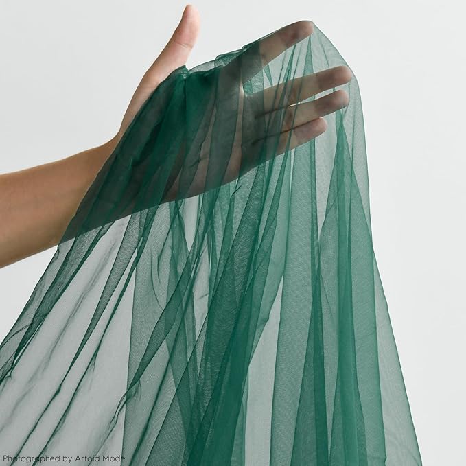 Artoid Mode Dark Green Gauze Table Runner 120 Inch 10FT, Seasonal Sheer Kitchen Dining Holiday Wedding Birthday Baby Shower Table Decor for Home Party