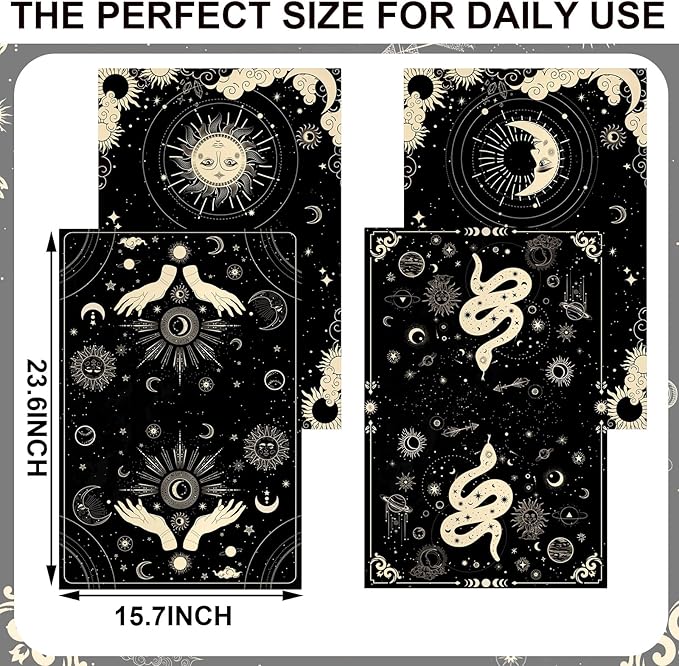 Bencailor 6 Pcs Retro Kitchen Towels 15.7 x 23.6 Inch Farmhouse Vintage Hand Towels Decorative Absorbent Dish Cloth for Bathroom Decor for Cooking Baking Cleaning(Black, Gold,Bohemia)