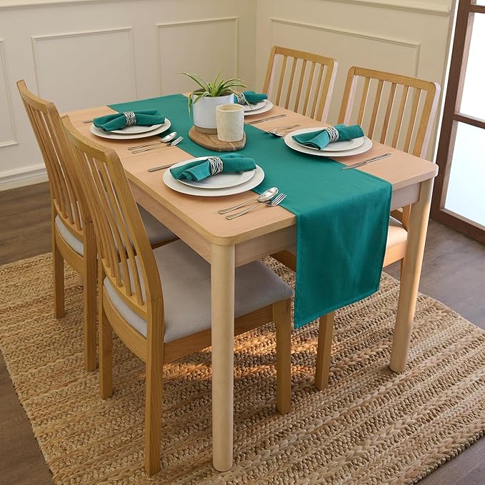 Encasa XO Emerald Cloth Napkins Set of 6, 17"x17" | Solid Color Cotton Dinner Napkins | Washable & Reusable Wedding Napkins for Holiday Dinners, Party, & Everyday Table Decor