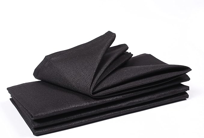 Hemmed Edge Cloth Dinner Napkins Set of 12 18x18 Inches - Black, Soft Spring Basket Décor Dinning Table Linen Napkin Ideal for Kitchen, Easter, Wedding | Decorative Washable Banquet Event Napkin