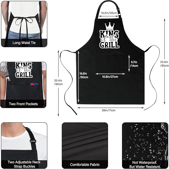 Xornis 100% Cotton Funny Apron with 2 Pockets for Men Women BBQ Grilling Adjustable Bib Black Aprons Gifts Cooking Kitchen