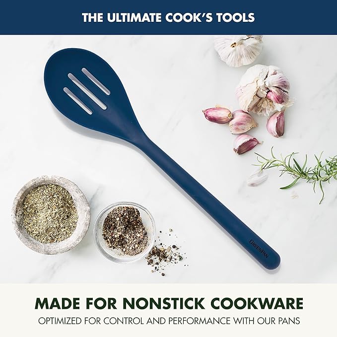 GreenPan Platinum Silicone Slotted Spoon, Oxford Blue