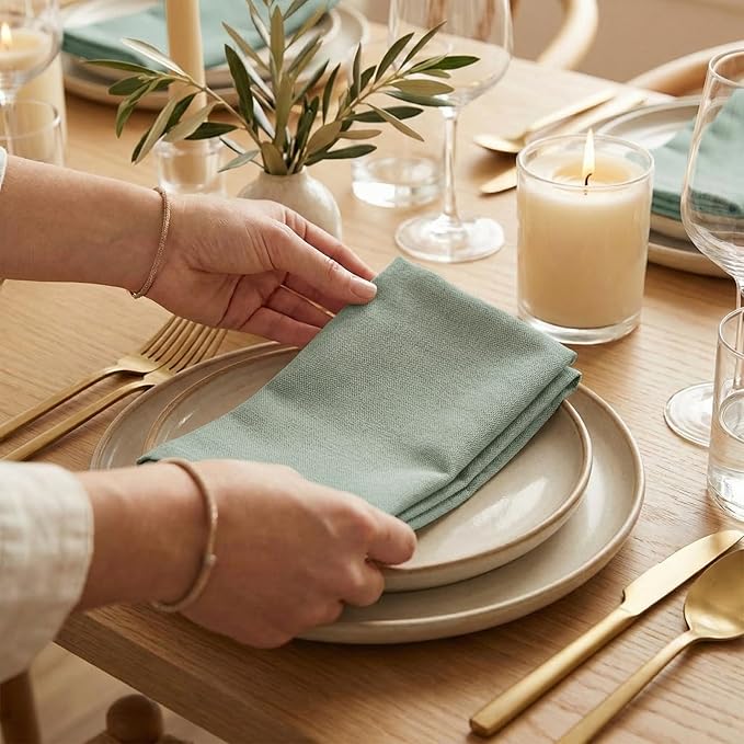 ACCENTHOME Accent Home 100% Cotton Napkins, Delicate Cloth Napkins for Dinners, Parties and Weddings，18 x 18 Inch Set of 12 - Teal
