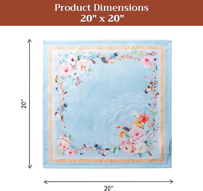 Maison d' Hermine Cloth Napkins Set of 4 100% Cotton Everyday Reusable Square Napkins Cloth Washable Dinner Party Wedding Restaurant Gifts for Mothers Day Spring/Summer (Ibiza - Blue, 20" x 20")
