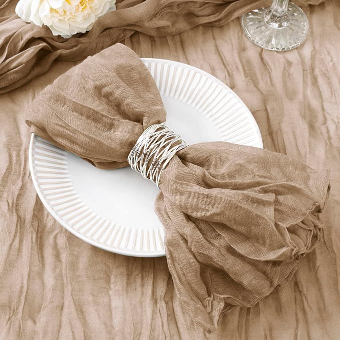 DeZerlor 50 Pack Nude Cheesecloth Napkins Spring Cloth Napkins Set of 50 Coffee Dinner Napkins Bulk 21x21 Inches for Wedding Bridal Shower Baby Shower Parties
