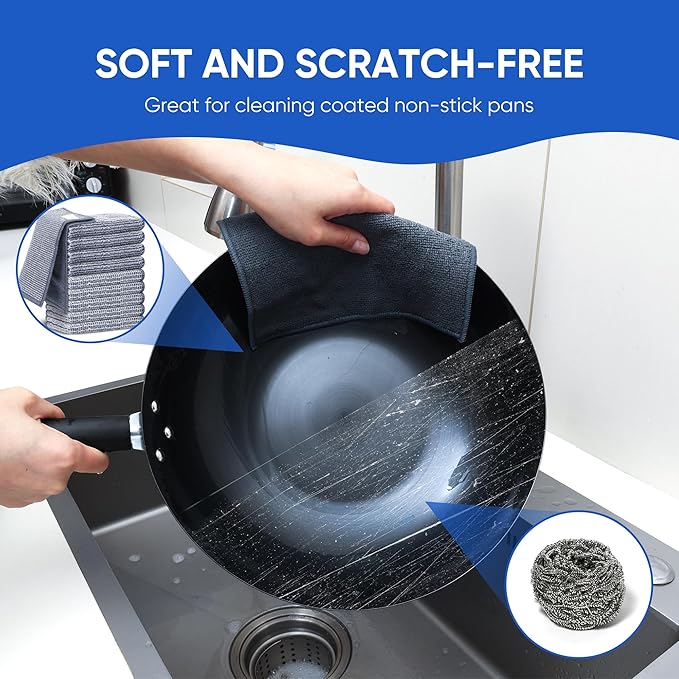 Forggon 10Pcs New Upgrade 2-Layer Non Scratch Wire Dishcloth,Wire Dishwashing Rag, Non-Scratch Wire Dishwashing Rags for Wet and Dry, Kitchen Cleaning Dish Rags for Cookware,Sinks, Dishes,Stove