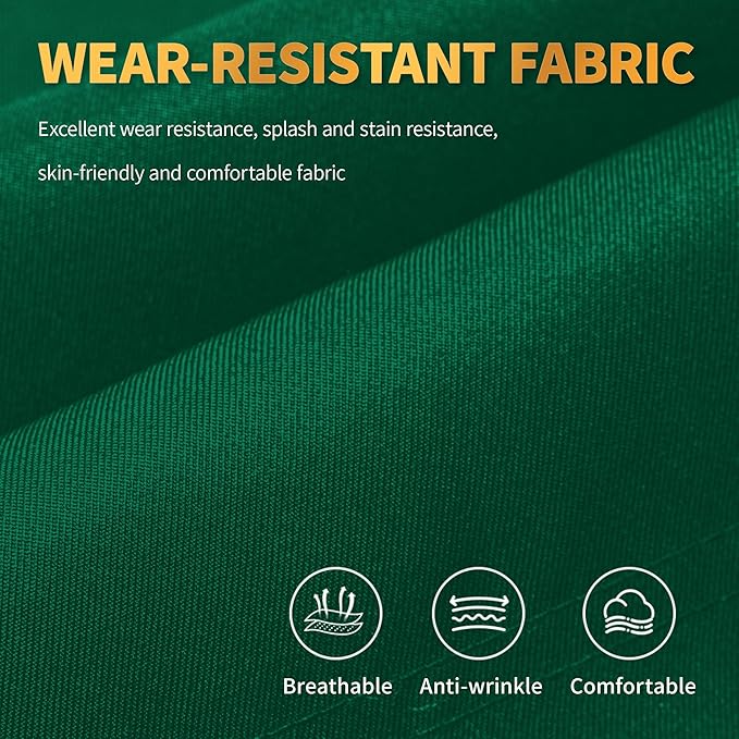 BOHARERS Green Aprons with Pockets - Restaurant Bib Apron for Work Home Kitchen Washable Chef Aprons Costume