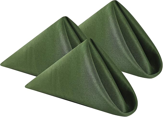 Cloth Napkins 17x17 inch Washable Polyester Dinner Napkins Soft Table Napkins for Wedding Party Dining Banquet(Willow,12PCS)