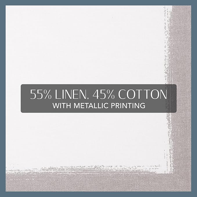 Villeroy & Boch Linen Metallic Brushstroke Napkins, 21 Inches x 21 Inches, Set of 4, White and Silver