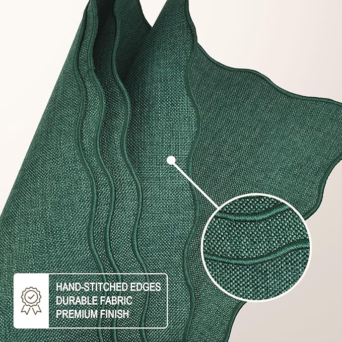 AHHFSMEI Faux Linen Placemats Set of 6 Heat Resistant Non-Slip Stain Proof Table Mats for Kitchen Dining Elegant Decor Place Mats (Green)