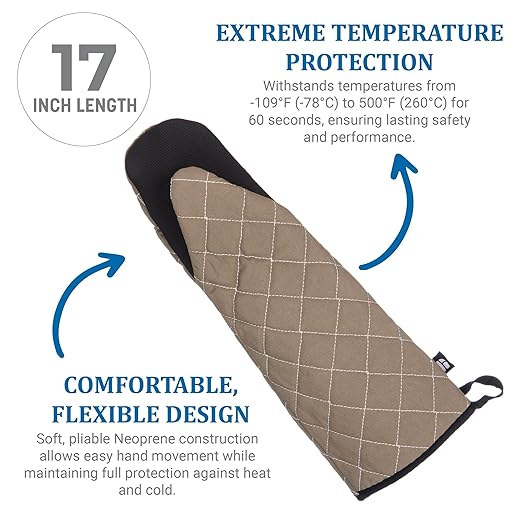 San Jamar 810PM17 Bestgrip Puppet Oven Mitt with Ma, Brown, 17" Length