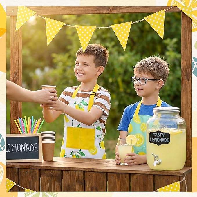 2 Pack Kids Apron, Cute Cooking Aprons, Waterproof Art Apron with Pockets, Toddler Painting Artist Apron Adjustable