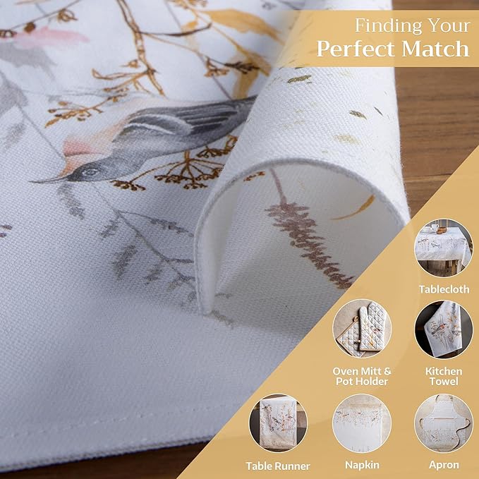 Maison d' Hermine Placemats Set of 4 100% Cotton Washable Cloth Place Mats Reusable Table Mats for Kitchen Dining Wedding Gifts for Mothers Day Spring/Summer (Meadow Florals - Beige, 13" x 19")