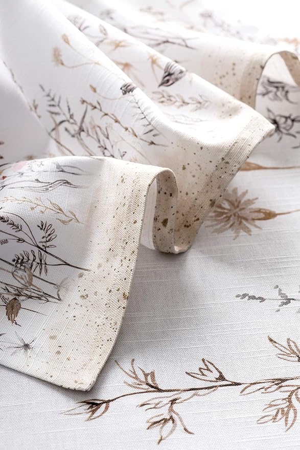 Maison d' Hermine Cloth Napkins Set of 4 100% Cotton Everyday Reusable Square Napkins Cloth Washable Dinner Wedding Gifts for Mothers Day Spring/Summer (Meadow Florals - Brown, 20" x 20")