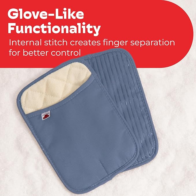 Big Red House - Silicone Pot Holders - Set of 2 Blue Denim - 10x3 - Heat Resistant to 536°F / 280°C, Kitchen Protectors, Hot Pans, Baking, Professional Grade Cooking Mitts