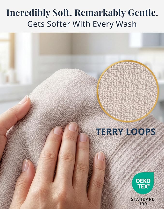 LANE LINEN Bath Hand Towels - Pack of 4 (16"x 28"), 100% Cotton - Soft, Quick Dry & Highly Absorbent, Hand and Face Towels - Bathroom Hand Towel Set, Great for Gym, Salon, Spa & Family Use - Platinum