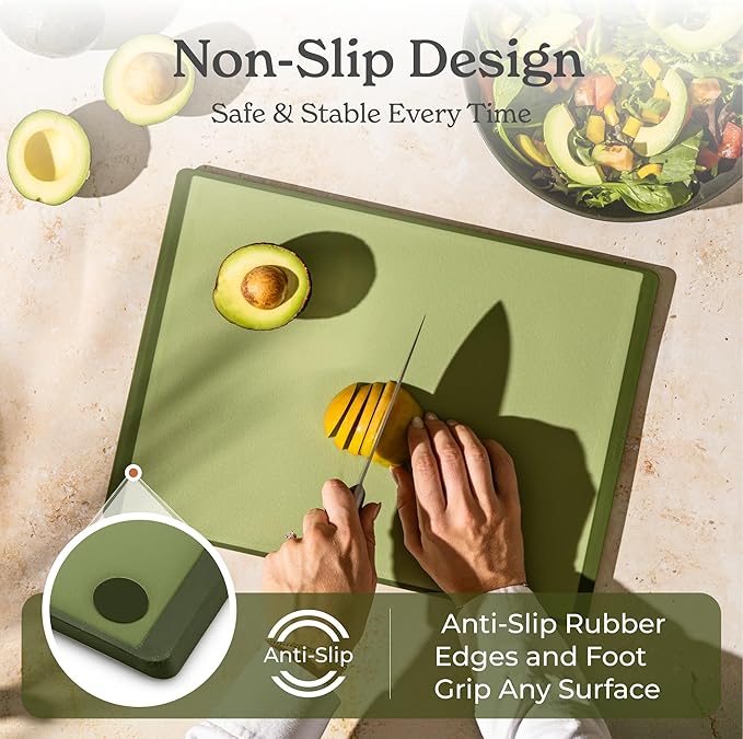 SMIRLY Plastic Cutting Board Set With Holder, Dishwasher Safe Plastic Cutting Boards Set for Kitchen, Cutting Boards for Kitchen - Plastic Chopping Board Set