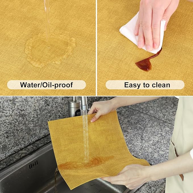 Homaxy Faux Leather Heat Resistant Placemats for Dining Table Set of 4, Waterproof Wipeable Washable PU Table Mats, Easy to Clean Anti-Slip Place Mats, 11.8" x 17", Yellow